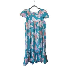 Royal Creations Hawaii Vintage MuuMuu Green Dress, Large